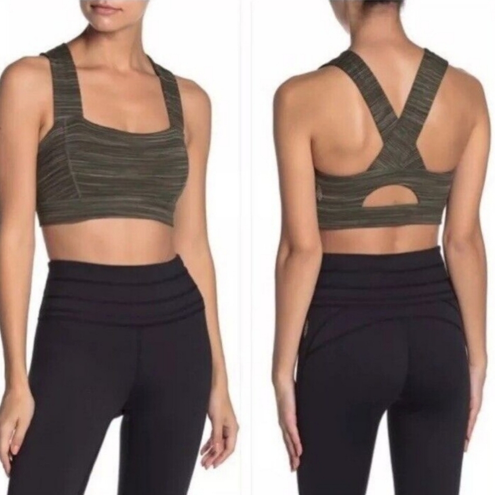 Free People Movement Roll Out Square Neck Sports Bra Army Green size M